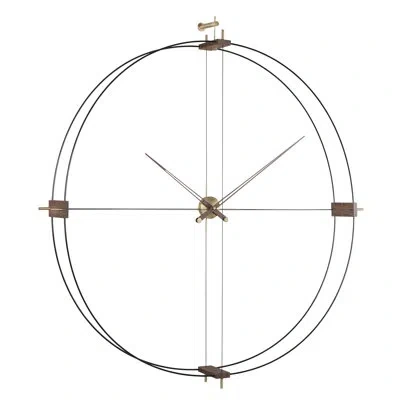 Nomon Oversized Delmori 51.2" Wall Clock In Chrome,walnut