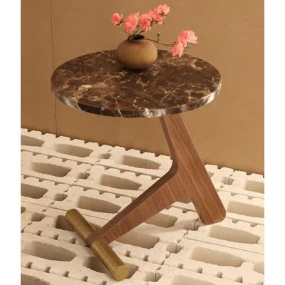 Nomon Puntero End Table In Black Stained Ash,brass,sahara Noir