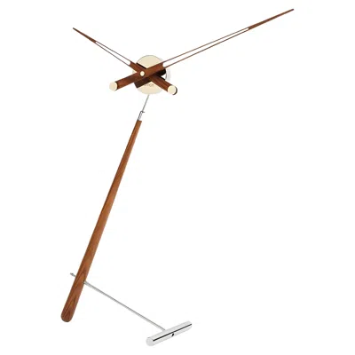 Pre-owned Nomon Puntero N Table Clock By , Walnut & Chrome, Modern Design In Brown