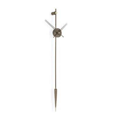 Nomon Punto Y Coma Wood 18.1" Wall Clock In Walnut,polished Brass