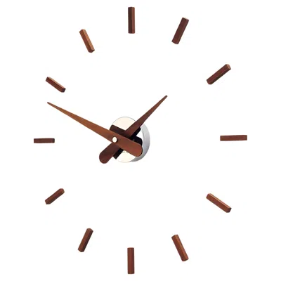 Pre-owned Nomon Sunset Wall Clock: Modern Wood And Chrome Design From Spain In Brown