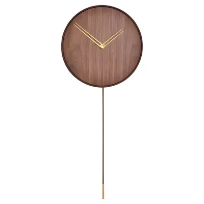 Pre-owned Nomon Swing G Wall Clock By : Walnut Wood & Brass, Modern Design In Brown