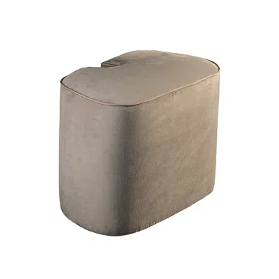 Nomon Tocador 19.69" Wide Velvet Oval Pouf Ottoman In Gray Velvet