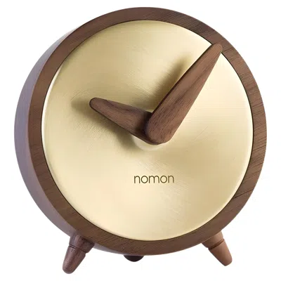 Pre-owned Nomon Átomo G Table Clock By , Polished Brass & Walnut, Modern Design In Brown