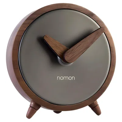 Pre-owned Nomon Átomo T Table Clock By , Graphite Brass & Walnut, Modern Design In Brown