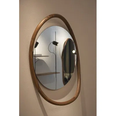 Nomon Unut Round Wall Mirror In Nogal