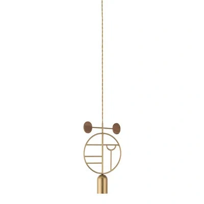 Nomon Wooden Dots 13.8" H 1 - Light Unique/statement Geometric Pendant In Walnut,brass