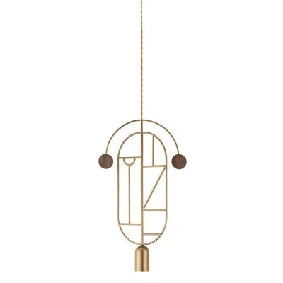 Nomon Wooden Dots 14.2" W 1 - Light Unique/statement Geometric Pendant In Walnut,brass