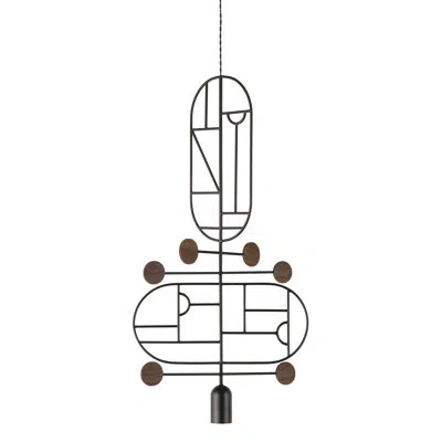 Nomon Wooden Dots 33.5" H 1 - Light Unique/statement Geometric Pendant In Walnut,black