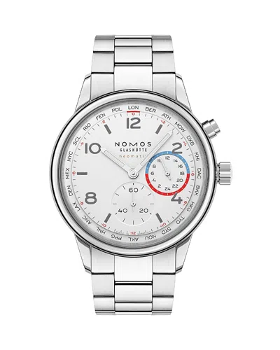 Nomos Club Sport Neomatik Worldtimer Watch, 40mm In White Silver