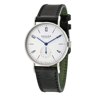 Nomos Tangente Galvanized White Dial Leather Unisex Watch 139 In Black / Silver / White