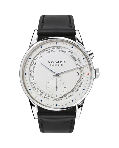 Nomos Zurich Worldtimer Watch, 40mm In White Silver