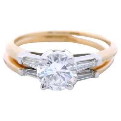 Pre-owned Non Branded 14k Two Tone Engagement Ring & Wedding Band Set In Multi