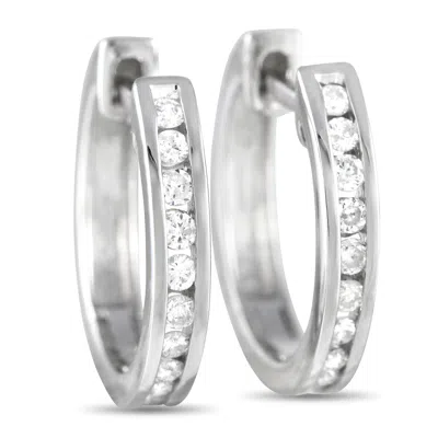 Non Branded Lb Exclusive 14k White Gold 0.25ct Diamond Channel-set Hoop Earrings