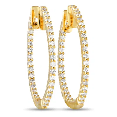 Non Branded Lb Exclusive 14k Yellow Gold 1.0ct Diamond Inside-out Hoop Earrings