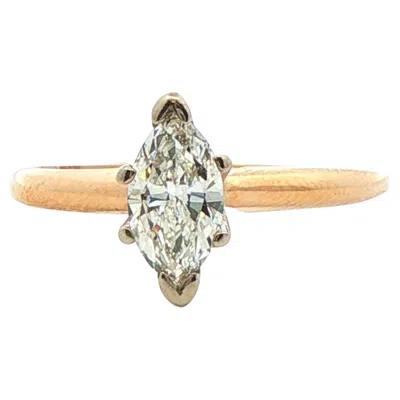 Pre-owned Non Branded 14k Yellow Gold Marquise Diamond Engagement Ring