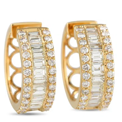 Non Branded Lb Exclusive 18k Yellow Gold 2.90ct Diamond Hoop Earrings