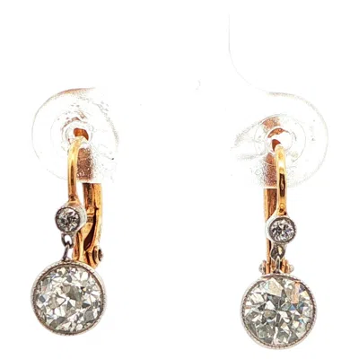 Pre-owned Non Branded 18k Yellow Gold Art Deco Yellow Gold Diamond Drop Earrings