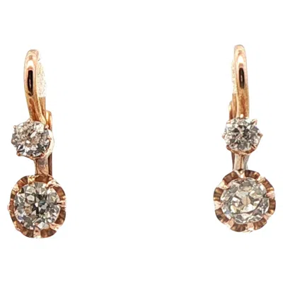 Pre-owned Non Branded 18k Yellow Gold Victorian Old European Cut Diamond Earrings