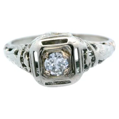 Pre-owned Non Branded 1920s 18k White Gold Filigree Diamond Ring