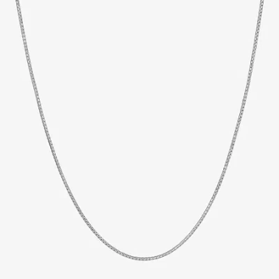 Non Branded Fine Jewelry Made In Italy Womens Sterling Silver 30 Inch Box Chain Necklace In Metallic
