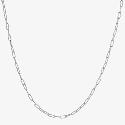 Non Branded Fine Jewelry Made In Italy Womens Sterling Silver 30 Inch Link Necklace In Metallic