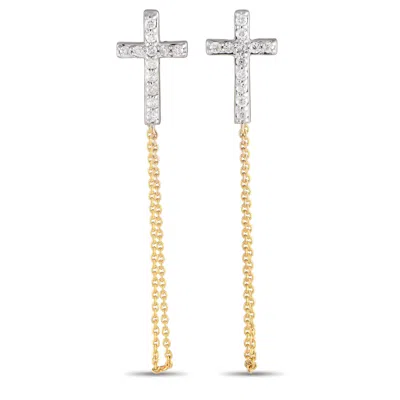 Non Branded Lb Exclusive 10k Yellow Gold 0.25ct Diamond Cross Earrings Er28552