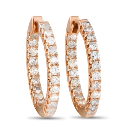 Non Branded Lb Exclusive 14k Rose Gold 1.0ct Diamond Inside-out Hoop Earrings Aer-4633r