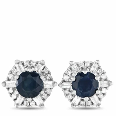 Non Branded Lb Exclusive 14k White Gold 0.15ct Diamond And Sapphire Stud Earrings Er28419