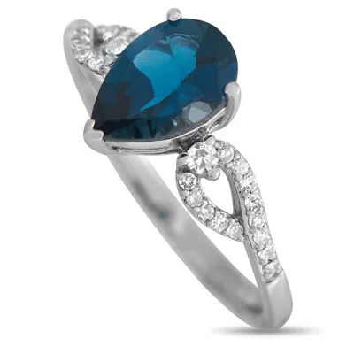 Non Branded Lb Exclusive 14k White Gold 0.15ct Diamond And Topaz Ring Rc4-11823wbt