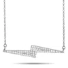 Non Branded Lb Exclusive 14k White Gold 0.25ct Diamond Lightning Bolt Necklace Pn15105 In White
