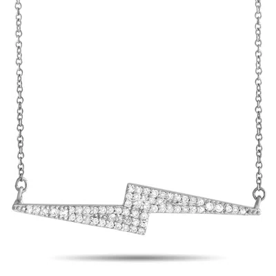 Non Branded Lb Exclusive 14k White Gold 0.25ct Diamond Lightning Bolt Necklace Pn15105