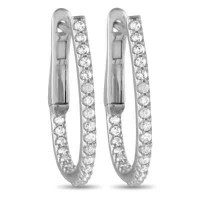 Non Branded Lb Exclusive 14k White Gold 0.26ct Diamond In-out Hoop Earrings Eh4-10257 In Metallic
