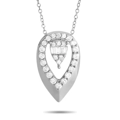 Non Branded Lb Exclusive 14k White Gold 0.30ct Diamond Teardrop Necklace Pn15406-w