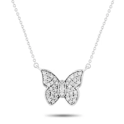 Non Branded Lb Exclusive 14k White Gold 0.50ct Diamond Butterfly Necklace Pn15396
