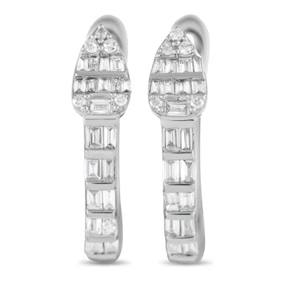 Non Branded Lb Exclusive 14k White Gold 0.70ct Diamond Huggie Earrings Er28547-w In Metallic