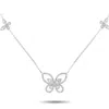 Non Branded Lb Exclusive 14k White Gold 0.86ct Diamond Butterfly Necklace Ank- 16360 In White