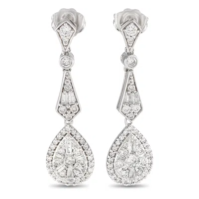 Non Branded Lb Exclusive 14k White Gold 1.0ct Diamond Art Deco Drop Earrings Er28526 In Metallic