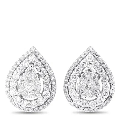 Non Branded Lb Exclusive 14k White Gold 1.0ct Diamond Earrings Er28538 In Metallic