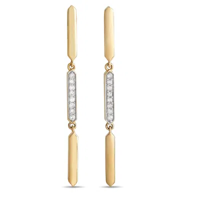Non Branded Lb Exclusive 14k Yellow Gold 0.10ct Diamond Line Drop Earrings Er28558