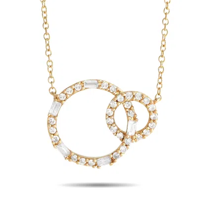 Non Branded Lb Exclusive 14k Yellow Gold 0.25ct Diamond Double Hoop Necklace Pn15409-y In Gray