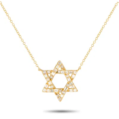 Non Branded Lb Exclusive 14k Yellow Gold 0.28ct Diamond Star Of David Necklace Pn15242-y