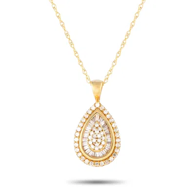 Non Branded Lb Exclusive 14k Yellow Gold 0.50ct Diamond Pear Pendant Necklace Pn15388