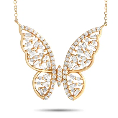 Non Branded Lb Exclusive 14k Yellow Gold 0.60ct Diamond Butterfly Necklace Mf01-031224