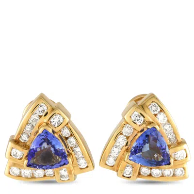 Non Branded Lb Exclusive 14k Yellow Gold Diamond And Tanzanite Earrings Mf06-012424