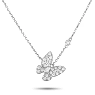 Non Branded Lb Exclusive 18k White Gold 0.71ct Diamond Butterfly Necklace Ank-14951-2