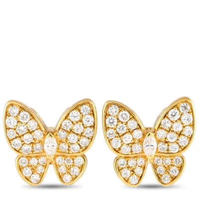Non Branded Lb Exclusive 18k Yellow Gold 1.33ct Diamond Butterfly Earrings Aer-15908-y