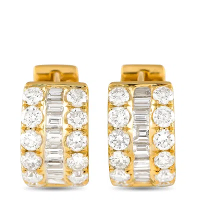 Non Branded Lb Exclusive 18k Yellow Gold 2.10ct Diamond Three-row Huggie Hoop Earrings Aer-18748-y
