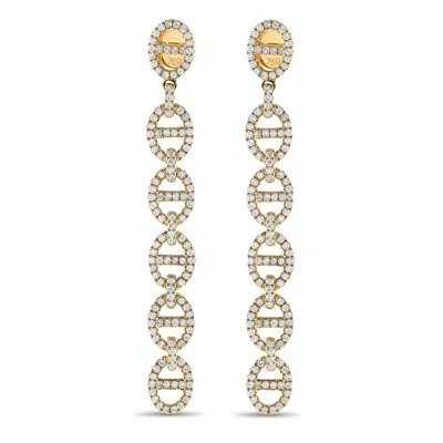 Non Branded Lb Exclusive 18k Yellow Gold 2.25ct Diamond Link Dangle Earrings Aer-17863-y