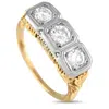 NON BRANDED LB EXCLUSIVE ANTIQUE 14K YELLOW GOLD AND WHITE GOLD 1.01CT DIAMOND THREE-STONE RING MF01-021924